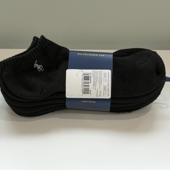 Ralph Lauren Men's Classic Sport Black Athletic Socks 6 Pair Sock Size 10-13 - Picture 2 of 4